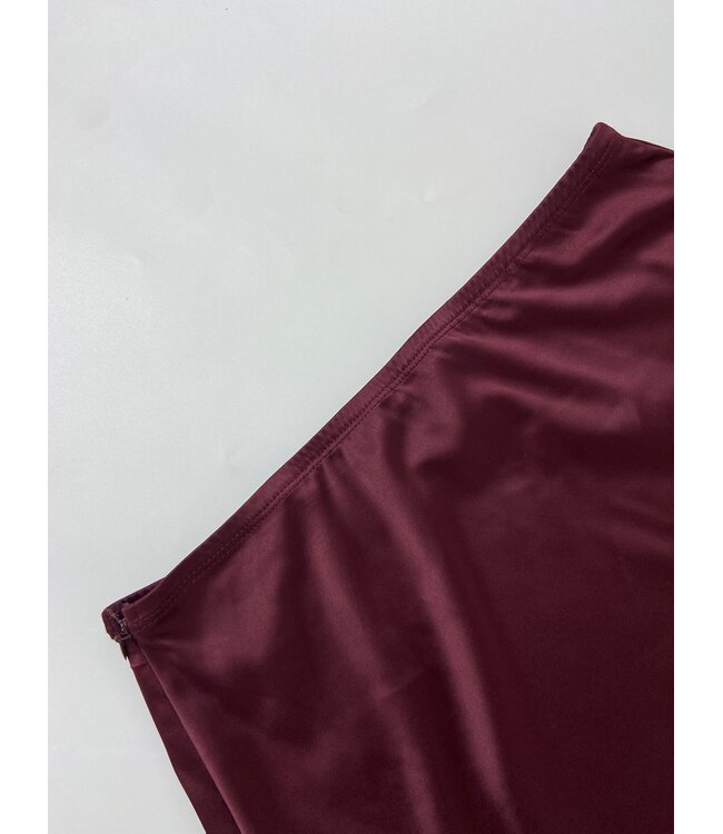 Sexy elegante topje met satijnen rokje set - wijn