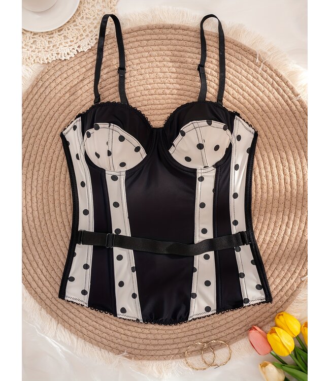 Elegante overbust corset lingerie met riem en verwijderbaar straps - prints