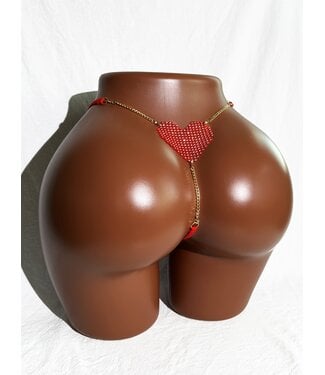 ClassyWear Sexy kanten string met ketting en hart - rood