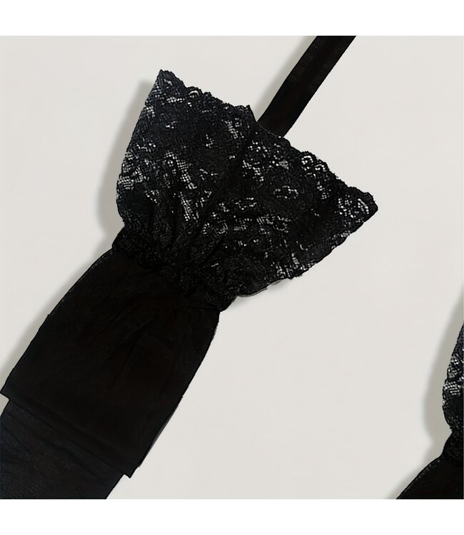 Sexy kousen met jarretel ' USE ME'  lingerie met kant -zwart