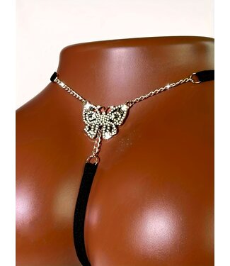 ClassyWear Sexy string met vlinder achterkant - zwart