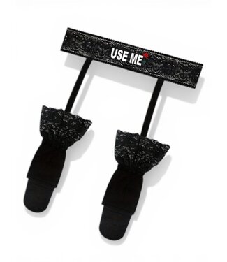 Sexy kousen met jarretel ' USE ME'  lingerie met kant -zwart