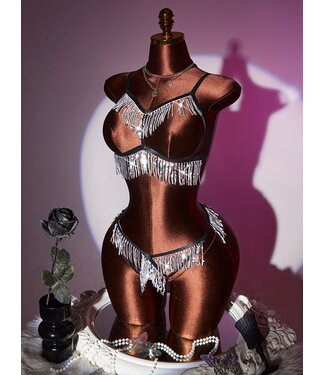 ClassyWear Sexy 2-delige open cup lingerie set met pailletten