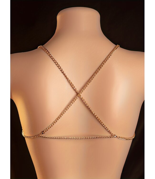 Sexy visnet lingerie jurkje met glitter strass en ketting- nude