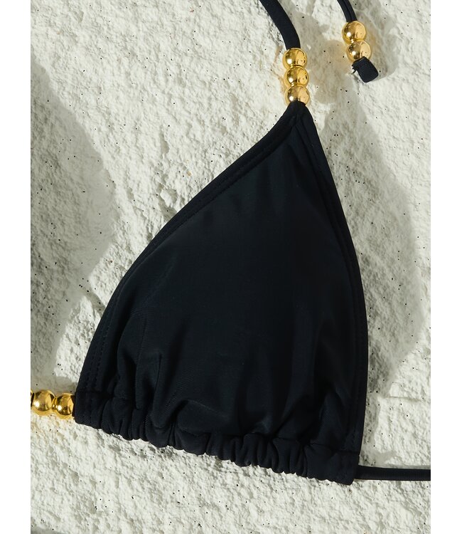 Luxe bikini set met lang kanten rokje - zwart