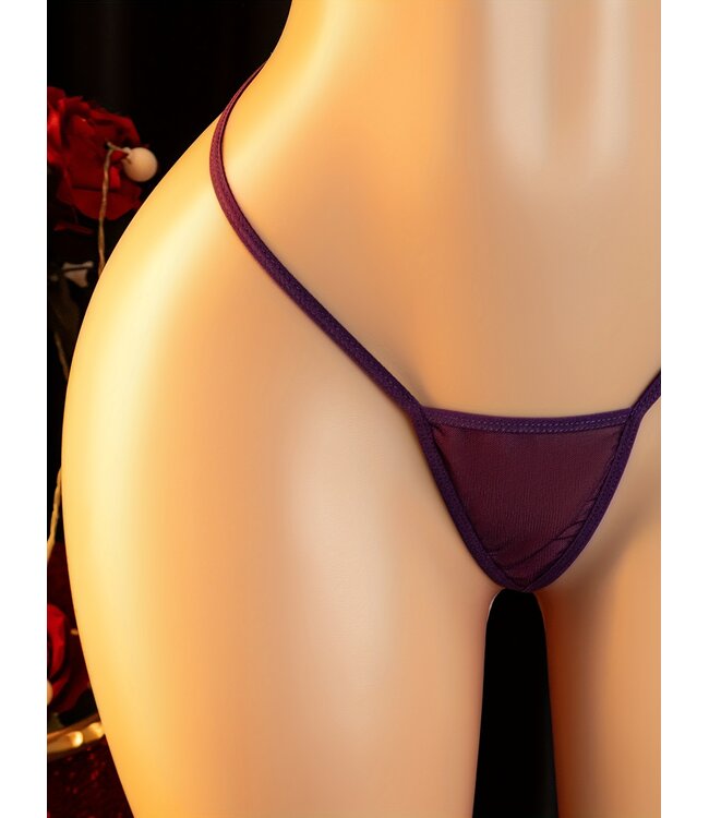 Sexy elegante lingerie jurk met kant en open rug - wijn