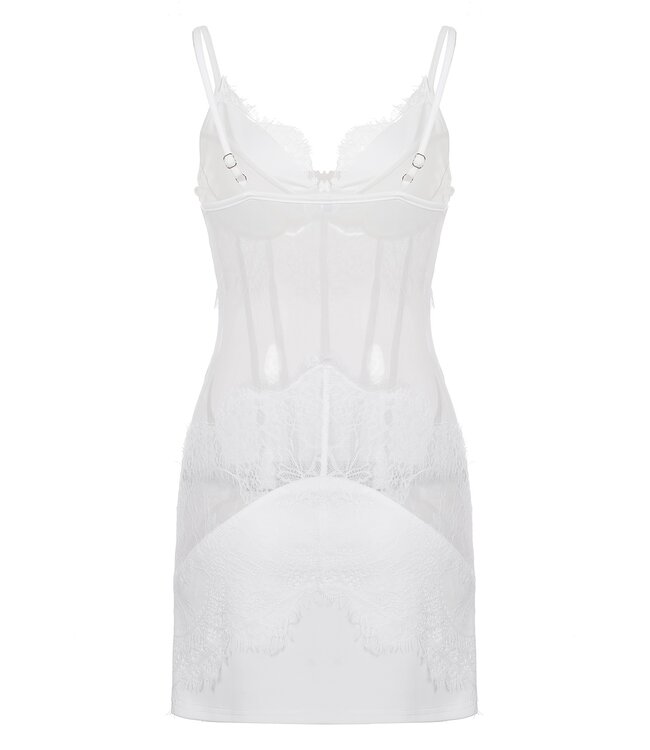 Sexy kanten witte jurkje met mesh