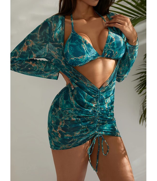 Sexy bikini beach mode 3-delige set - groen