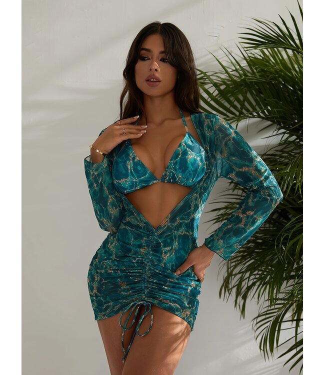 Sexy bikini beach mode 3-delige set - groen