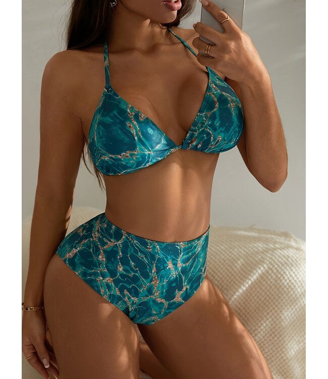 Sexy bikini beach mode 3-delige set - groen