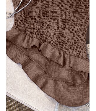 ClassyWear Luxe topje met skort set - bruin