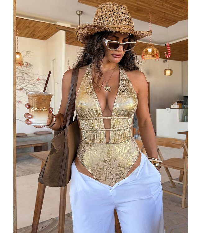 Sexy gouden badpak met cut out