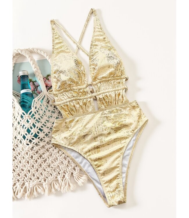 Sexy gouden badpak met cut out