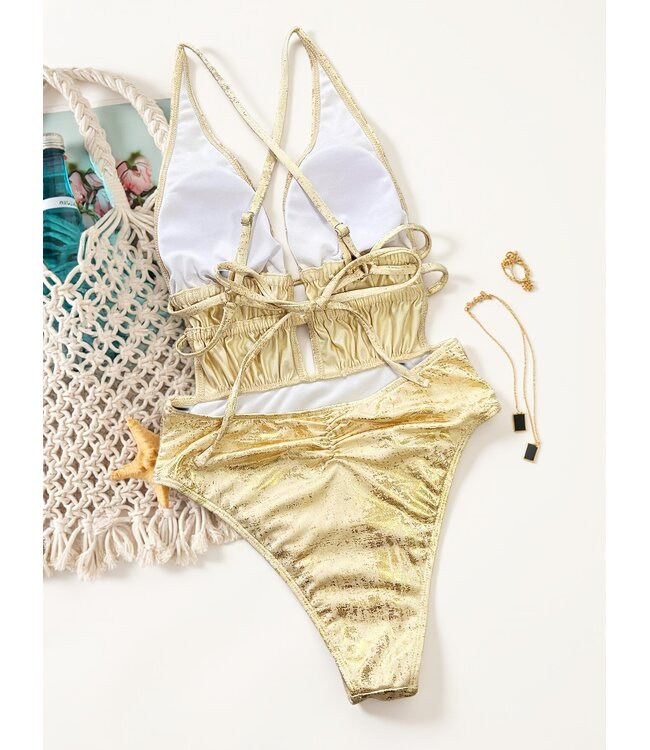Sexy gouden badpak met cut out