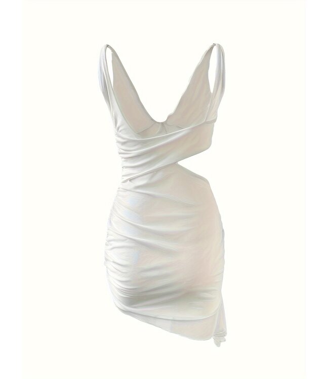 Zomer mini jurkje met cut out en veters - wit