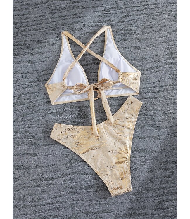 Sexy gouden bikini setje