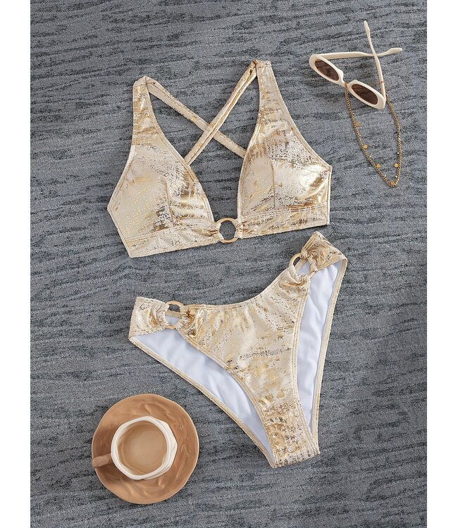 Sexy gouden bikini setje