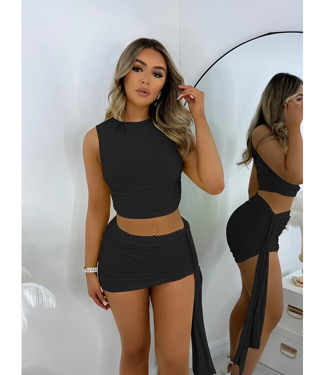 Sexy topje met rokje set - zwart