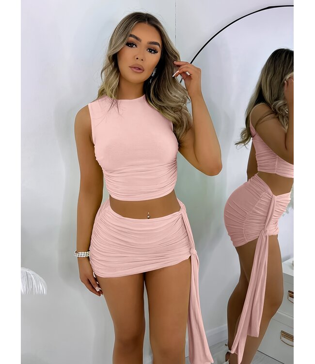 Sexy topje met rokje set - roze