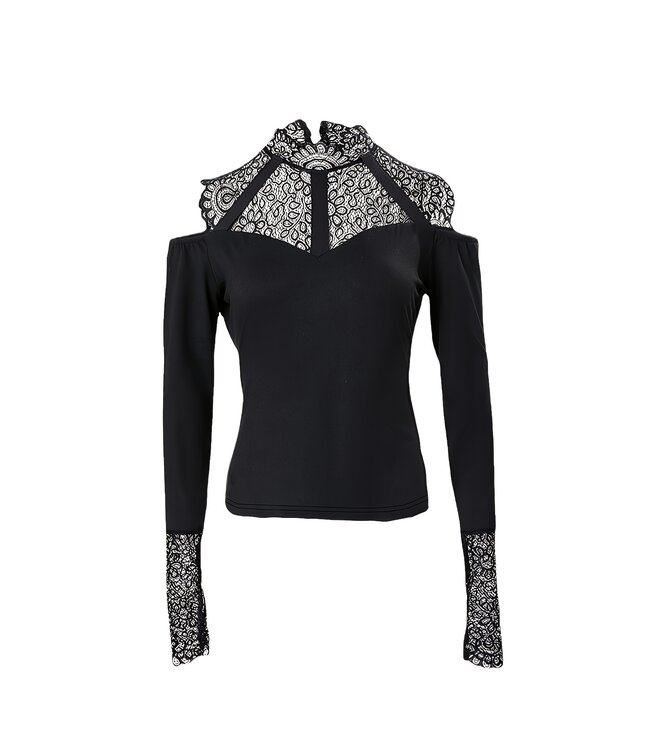 Sexy elegante topje met kant en cut out - zwart
