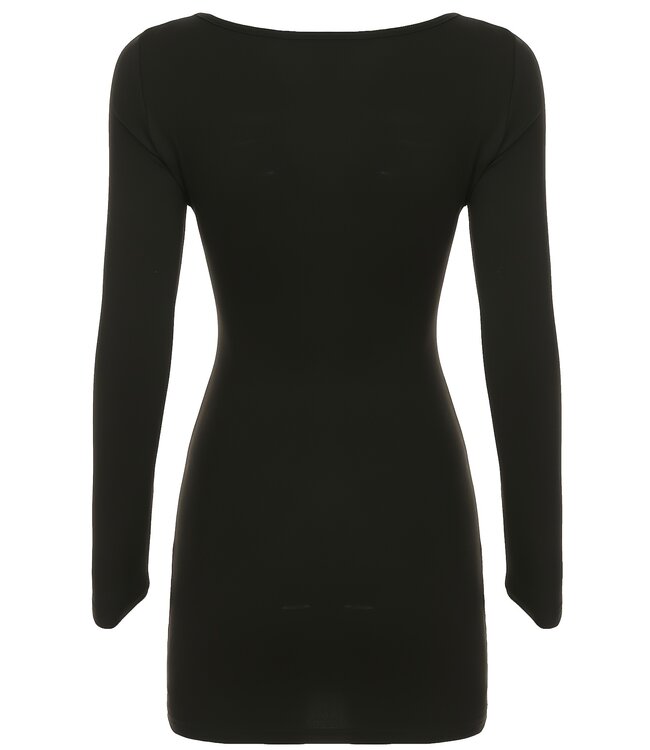 FEEST!Sexy mini jurkje met cut out en glitter strik - zwart