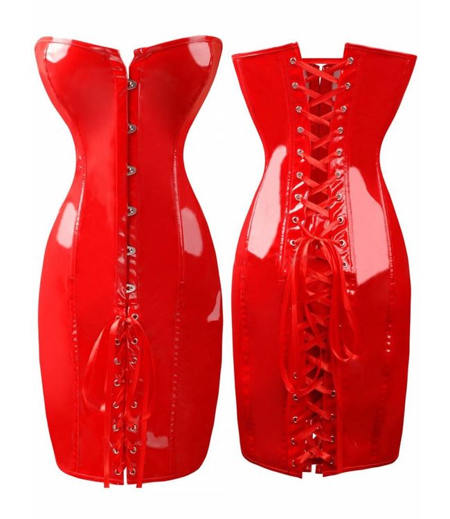 Rode  lak look corset jurk
