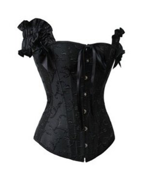 Corsetten Zwart corset met motief en strikjes