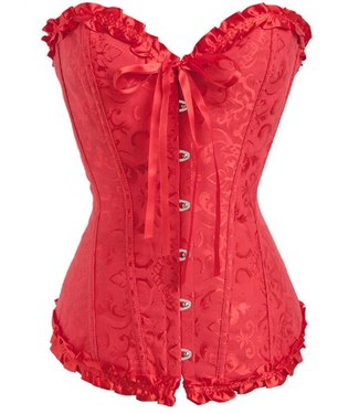 Overbust Satijnen corset met detail en strik - rood