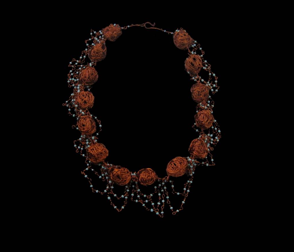 s COPPER BEAD NECKLACE WITH TURQUOISE 