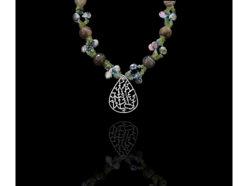 NIMAH EMBROIDERED STONE NECKLACE