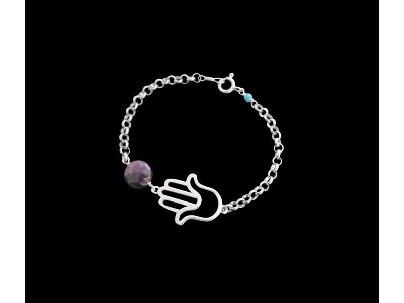SILVER HAND OF FATIMA BRACELET WITH PEARL