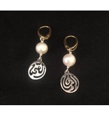 SILVER SALAM EARRINGS WITH STONE AND GP FRENCH HOOK