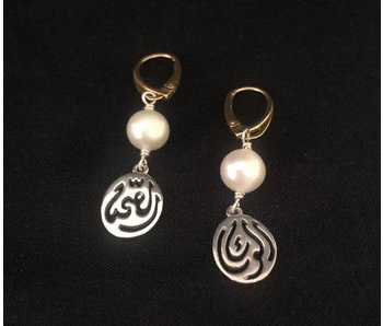 NADIA DAJANI JEWELLERY SILVER SALAM EARRINGS WITH STONE AND GP FRENCH HOOK