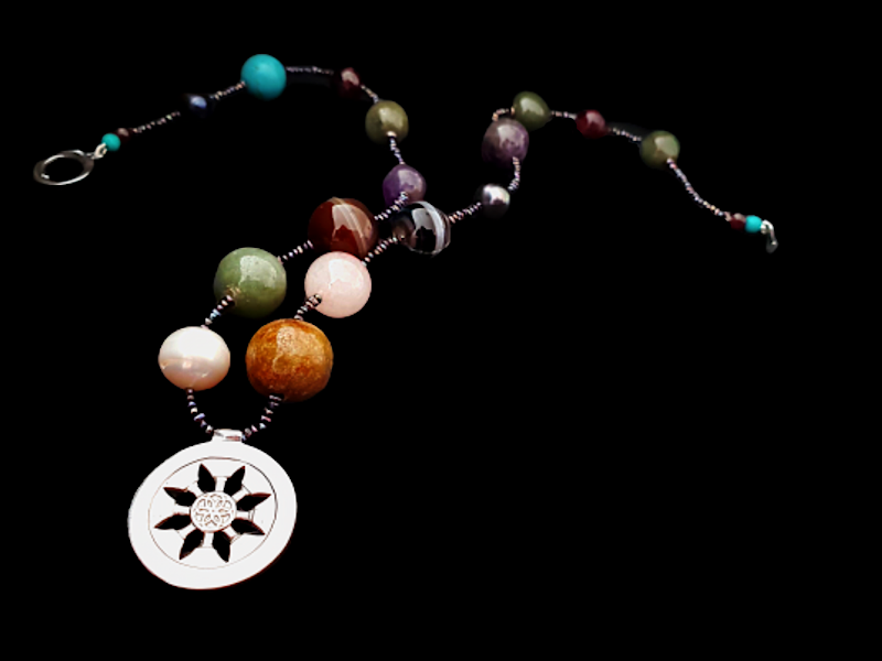 MIXED GEMSTONE NECKLACE WITH ROZANA 