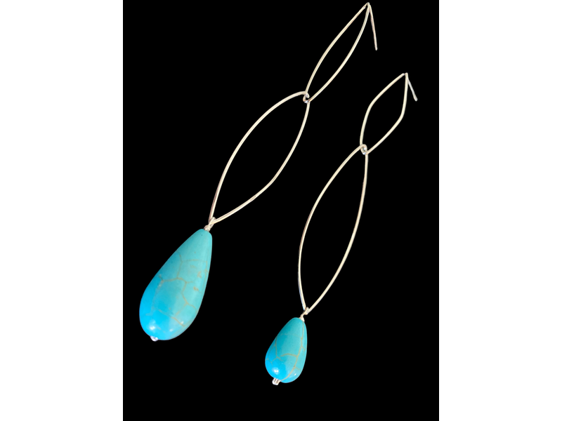 NADIA DAJANI JEWELLERY INTERTWINED OVALS WITH TURQUOISE DROPS