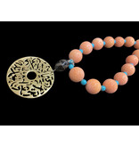 NADIA DAJANI JEWELLERY CORAL & TURQUOISE NECKLACE,  LARGE DISC AND YOUSOR