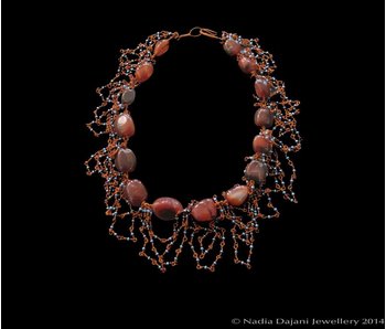 NADIA DAJANI JEWELLERY AGATE NECKLACE WITH COPPER WIRE & BABY BEADS