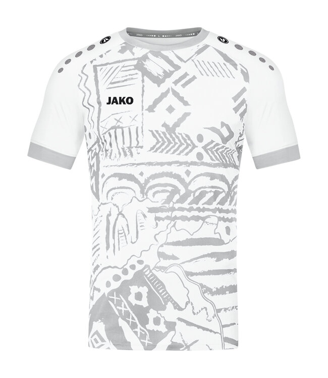 JAKO Shirt Tropicana Wit-Zilvergrijs