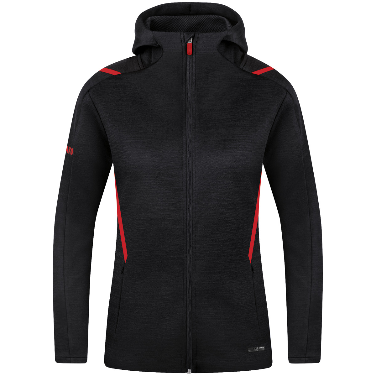 Vrijetijdsvest met kap Challenge Dames Zwart-Rood