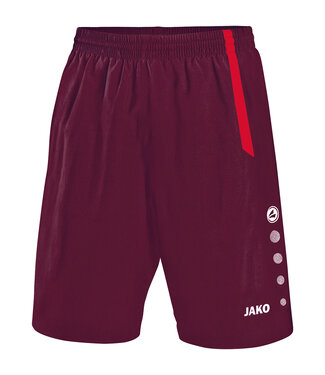 JAKO Short Turin Kids-Uni Donkerkastanje-Sportrood