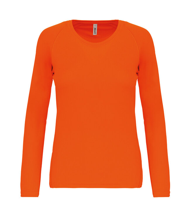 Proact Sportshirt Basic Uni Lange mouw Dames - FLUO ORANJE