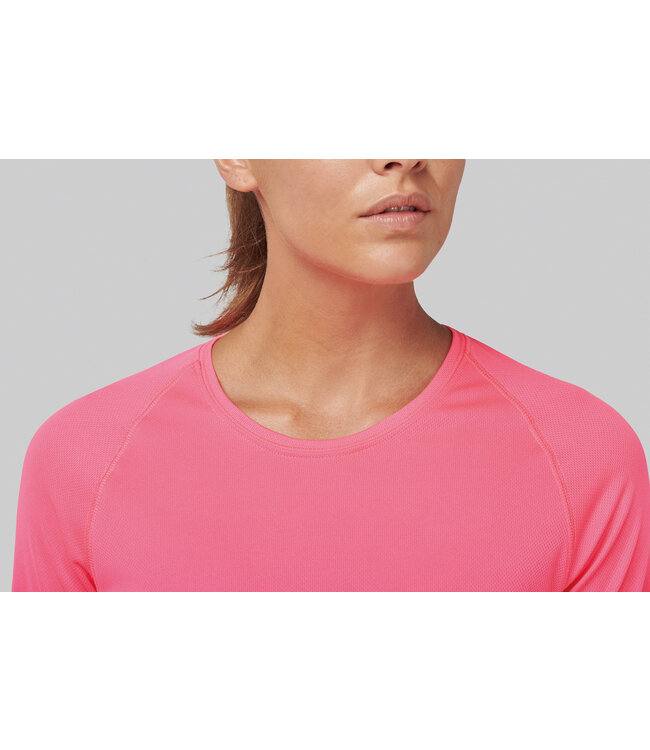 Proact Sportshirt Basic Uni Lange mouw Dames - FLUO ROZE