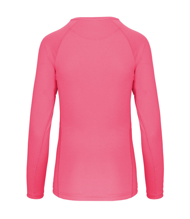 Proact Sportshirt Basic Uni Lange mouw Dames - FLUO ROZE