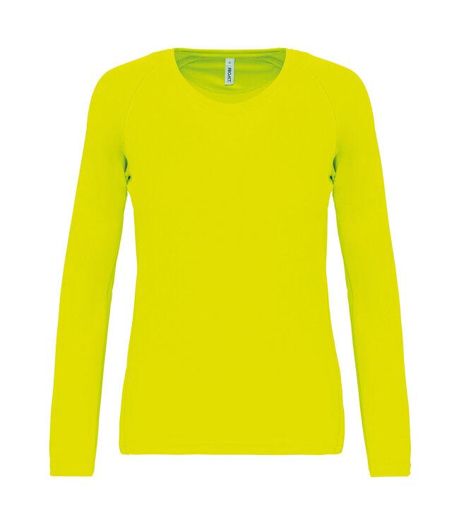 Proact Sportshirt Basic Uni Lange mouw Dames - FLUO GEEL