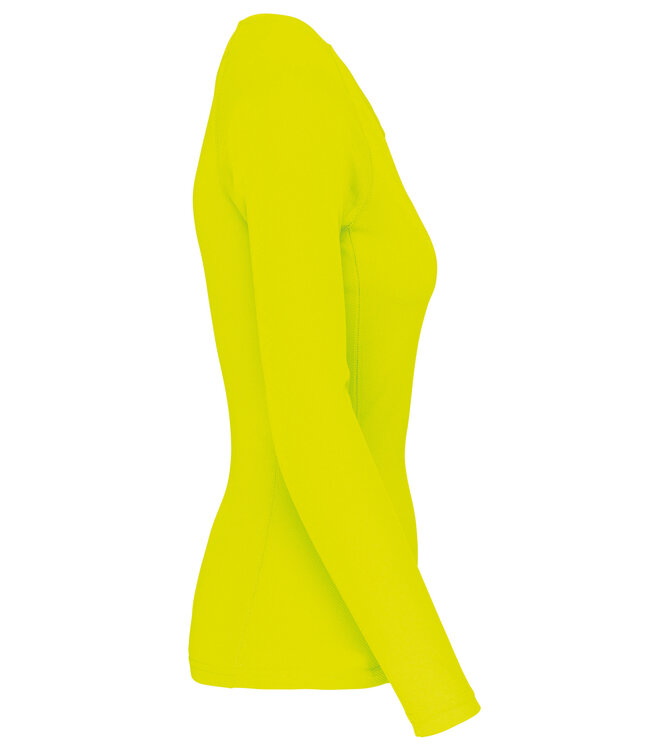 Proact Sportshirt Basic Uni Lange mouw Dames - FLUO GEEL