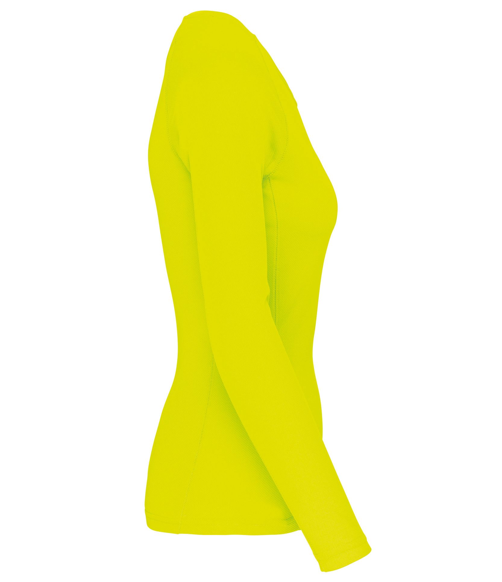 Sportshirt Basic Uni Lange mouw Dames - FLUO GEEL