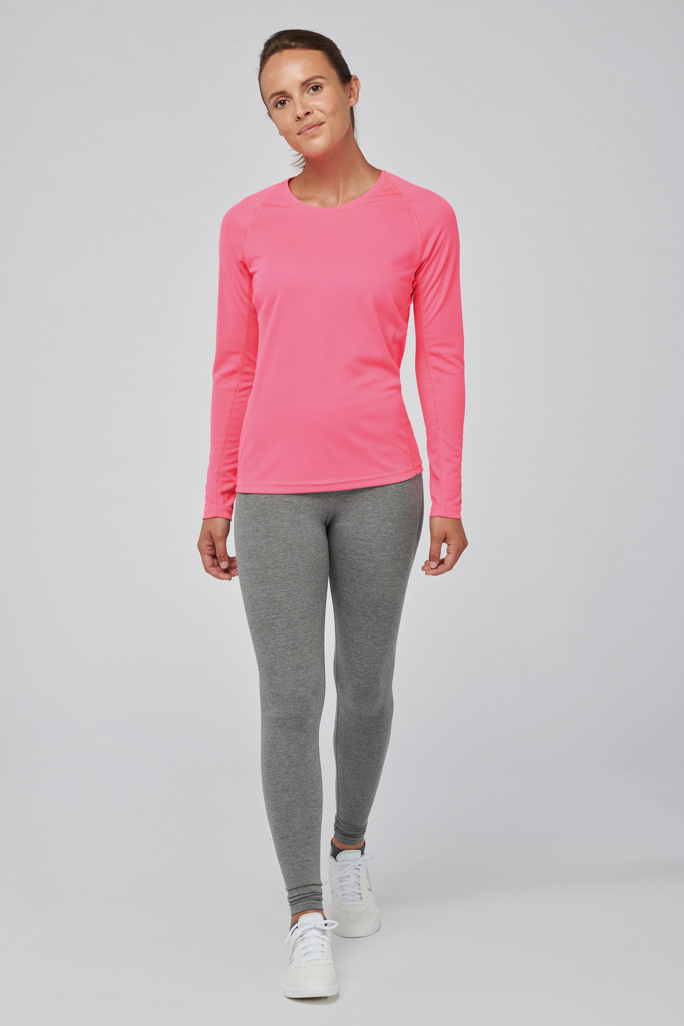 Sportshirt Basic Uni Lange mouw Dames - NAVY