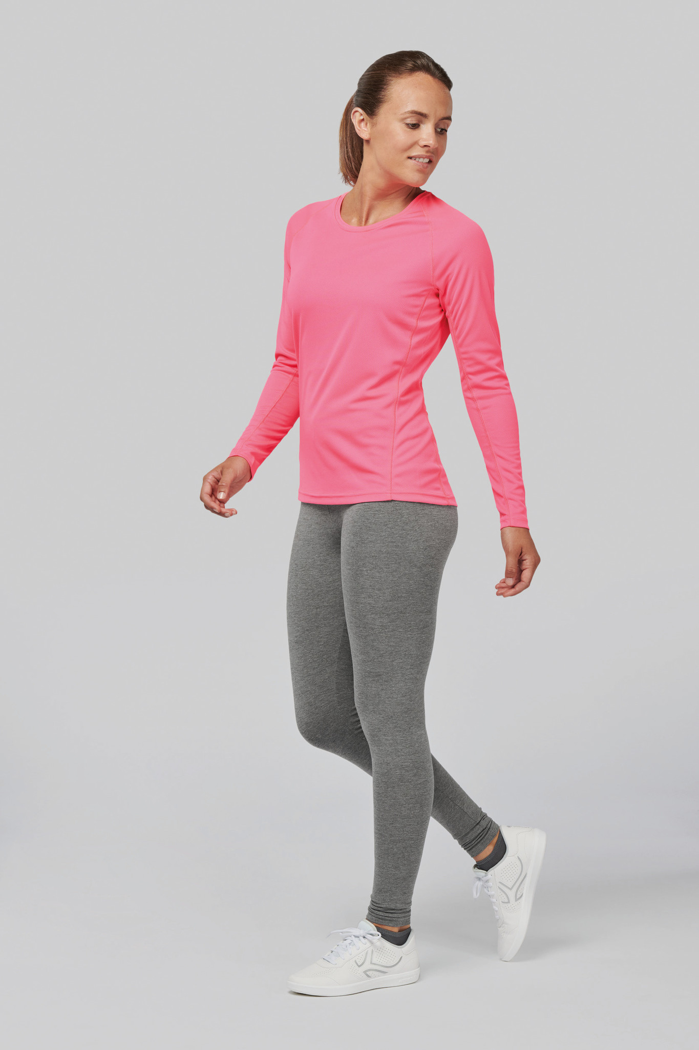Sportshirt Basic Uni Lange mouw Dames - ROYALBLUE