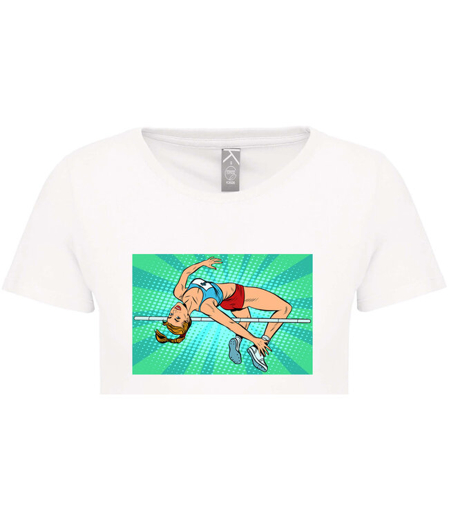 Bio T-Shirt Dames met sportopdruk │Hoogspringen