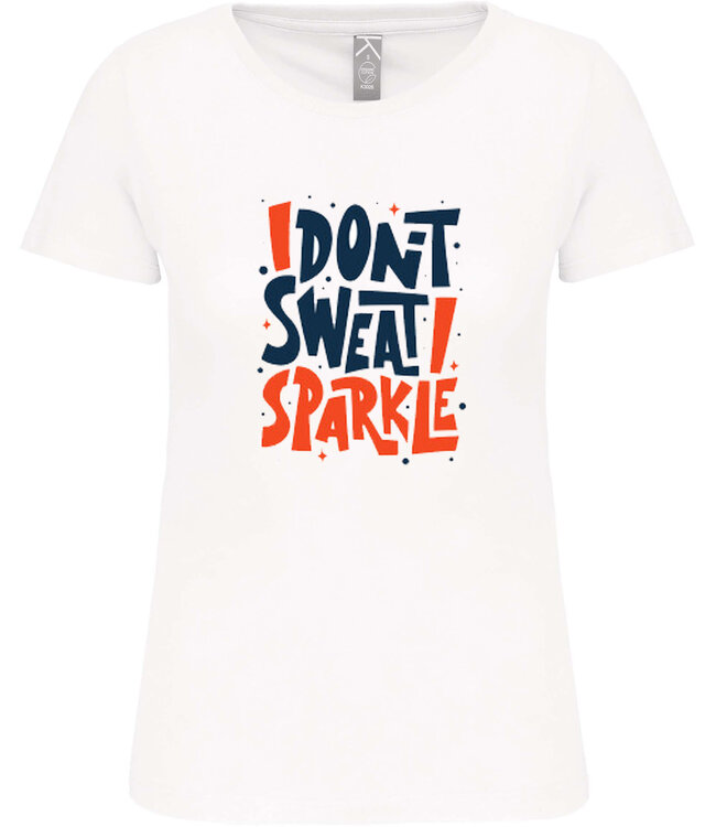 Bio T-Shirt Dames met sportopdruk │I don't sweat..